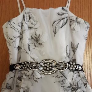 Black and White Floral Formal Dress
